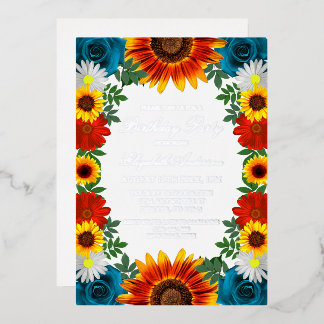 Backyard Summer Floral Geburtstag Folieneinladung