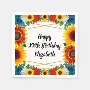 Backyard Summer Floral Geometric Napkins Serviette