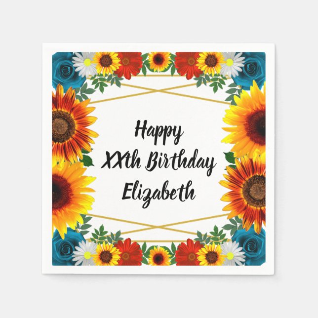 Backyard Summer Floral Geometric Napkins Serviette (Vorderseite)