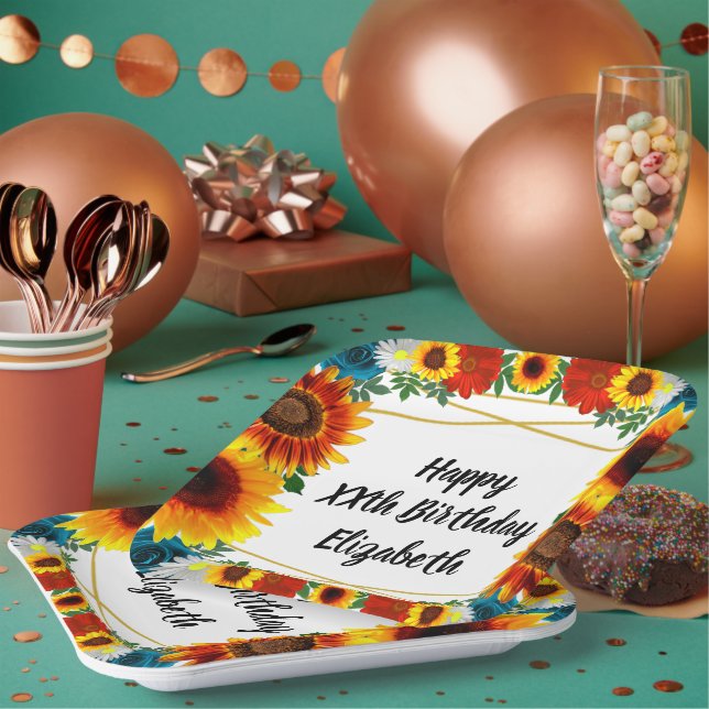 Backyard Summer Floral Geometric Pappteller (Multi)