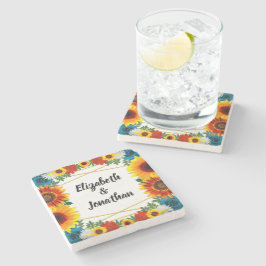 Backyard Summer Floral Geometric Steinuntersetzer