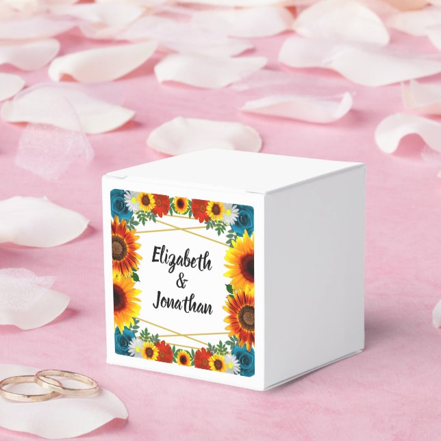 Backyard Summer Floral Geometric Wedding Geschenkschachtel (Hochzeit)