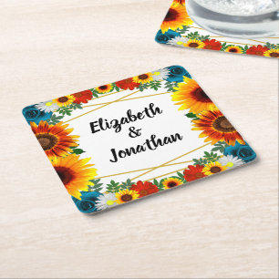 Backyard Summer Floral Geometric Wedding Rechteckiger Pappuntersetzer