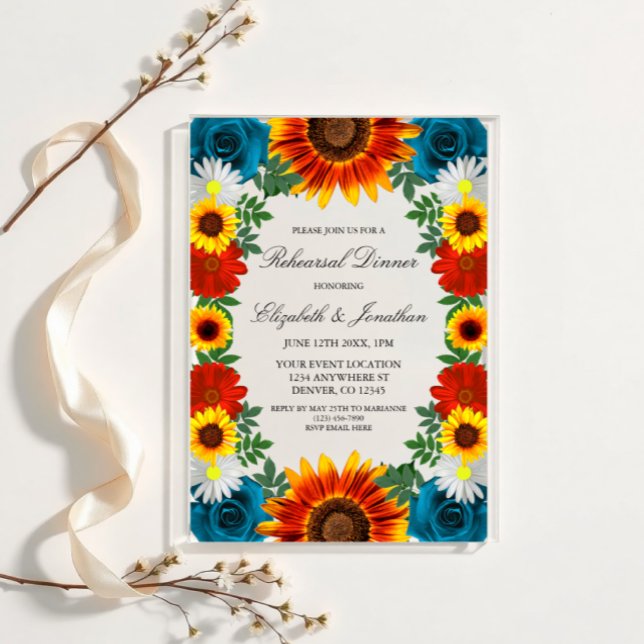 Backyard Summer Floral Probe Dinner Acryleinladungen (Von Creator hochgeladen)