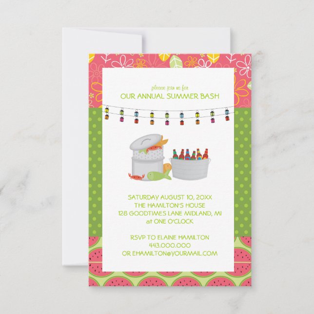 Backyard Summer Seafood Party Einladungen (Vorderseite)