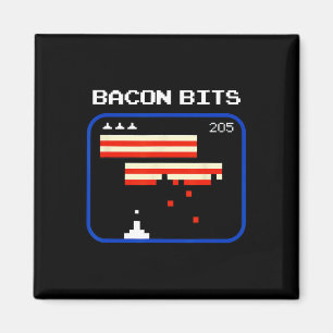 Bacon 8-Bit Video Game Player Retro Nerd Geek Magnet