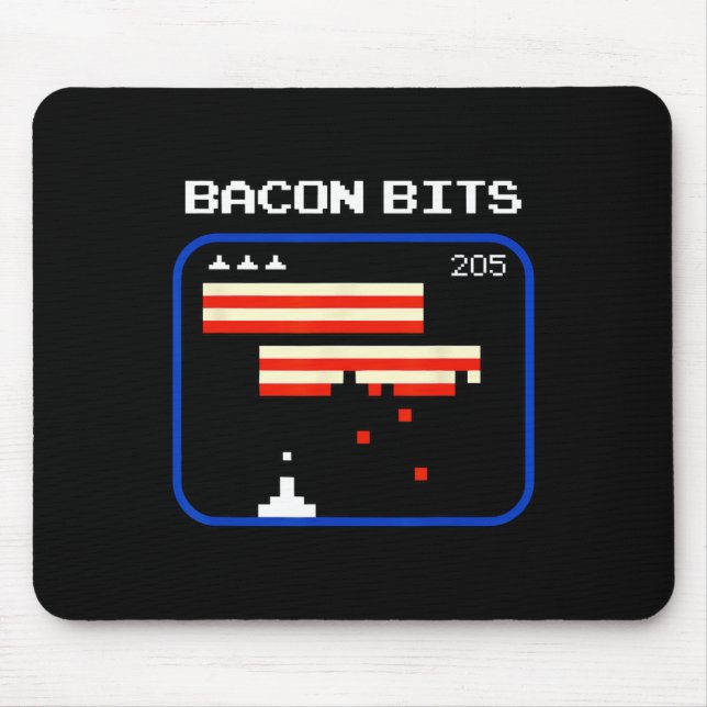 Bacon 8-Bit Video Game Player Retro Nerd Geek Mousepad (Vorne)