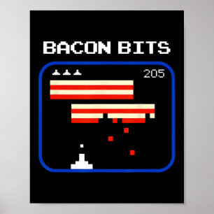 Bacon 8-Bit Video Game Player Retro Nerd Geek Poster