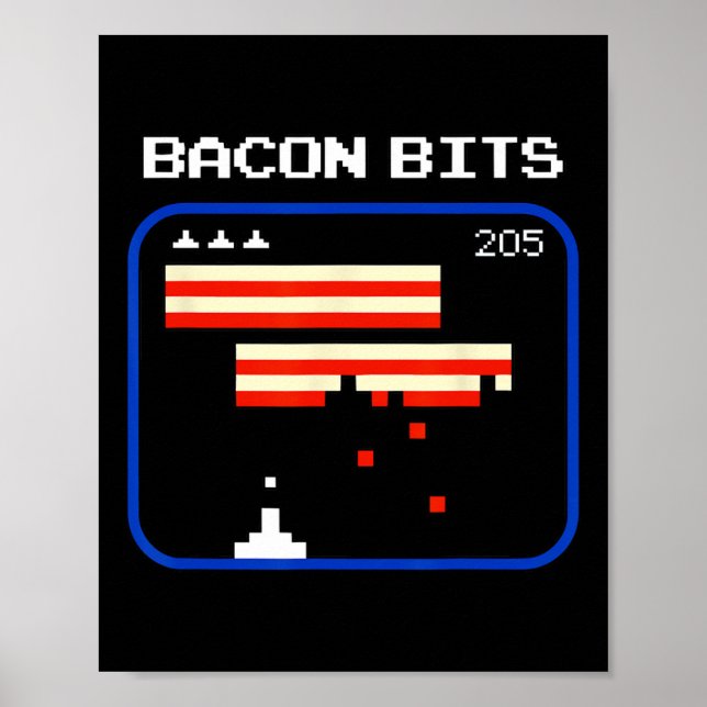 Bacon 8-Bit Video Game Player Retro Nerd Geek Poster (Vorne)