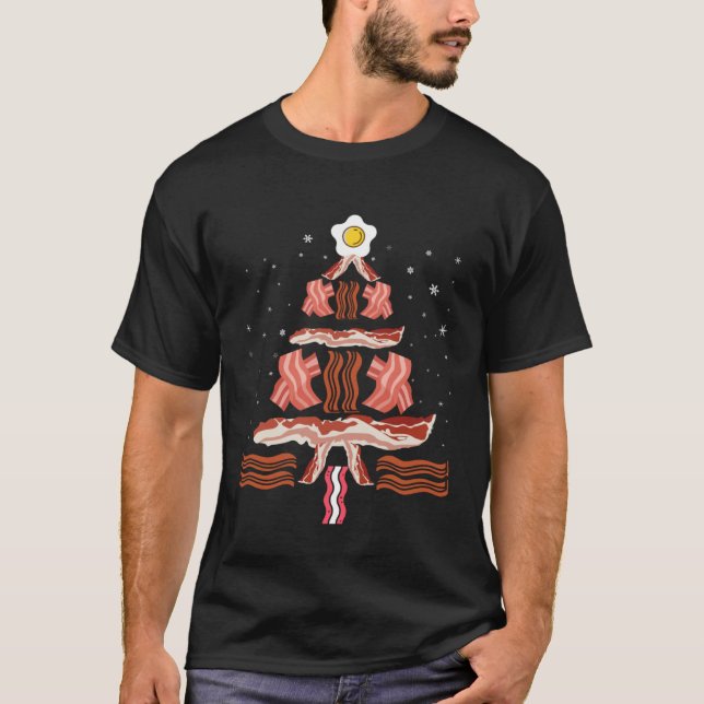 Bacon and Egg Xmas Tree Winter Holiday  Christmas T-Shirt (Vorderseite)