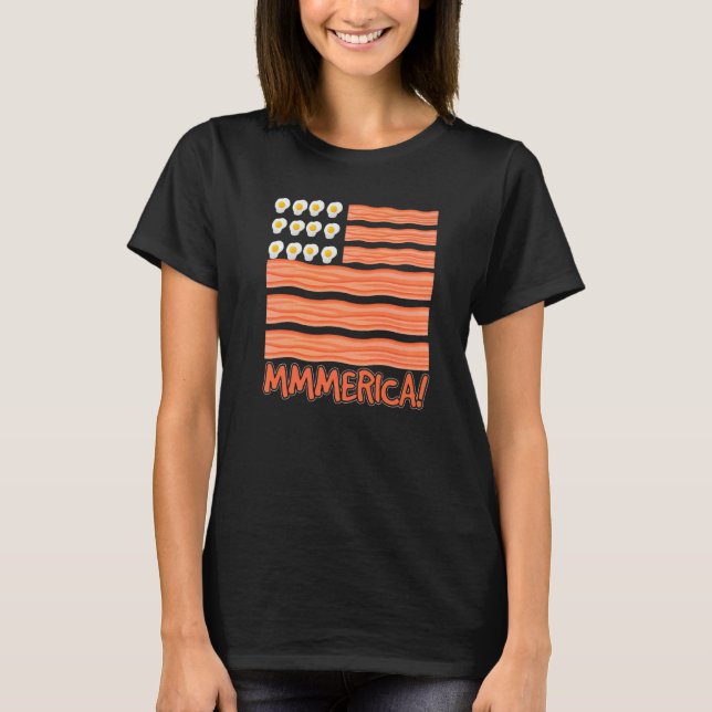 Bacon and Eggs American Flag Bauern T-Shirt (Vorderseite)