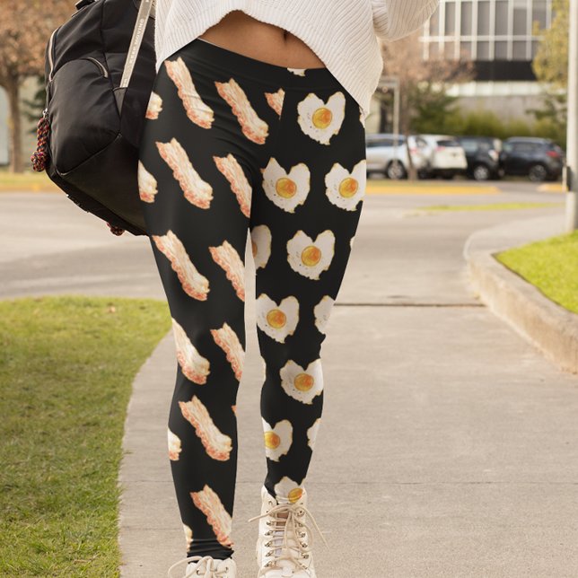 Bacon and Eggs Frühstück Liebhaber von Wasserfarbe Leggings (Von Creator hochgeladen)