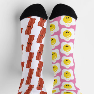 Bacon and Eggs Fun Mismatch Socken