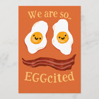Bacon and eggs funny party invitation announcement einladung