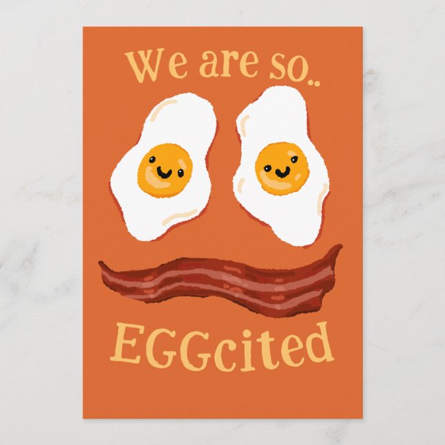 Bacon and eggs funny party invitation announcement einladung (Vorderseite)