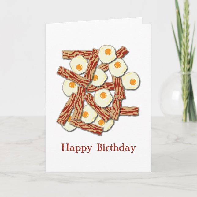 Bacon and Eggs Happy Birthday Karte (Vorderseite)