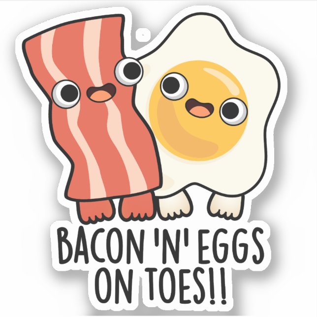 Bacon And Eggs On Toes Funny Toast Pun  Aufkleber (Vorderseite)