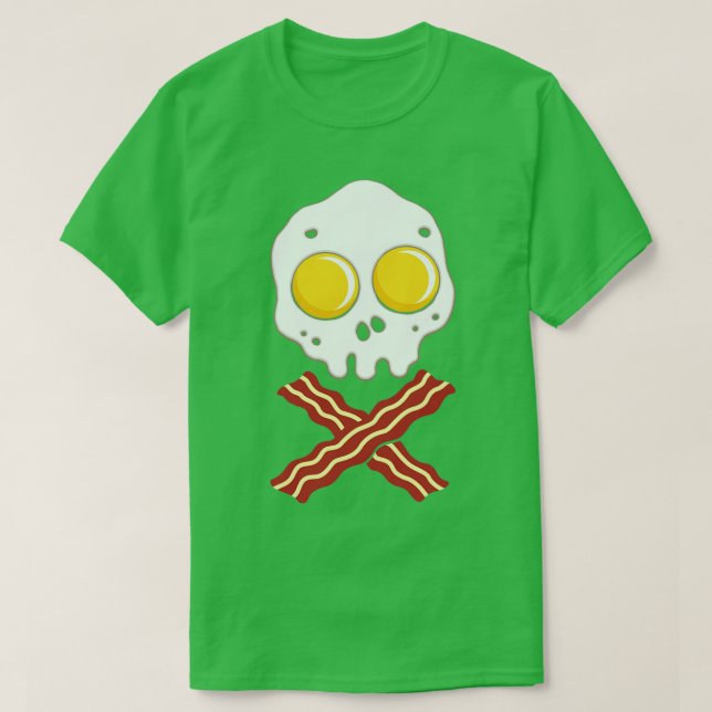 Bacon and Eggs Skull Frühstück Piratenfleisch T-Shirt (Design vorne)
