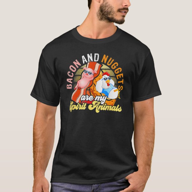 Bacon And Nuggets Spirit Animals Fast Food Pun Hum T-Shirt (Vorderseite)