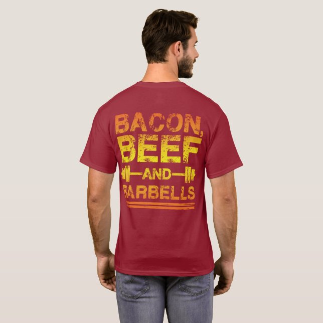 Bacon, Beef, Barbells - Gym Workout Motivierend T-Shirt (Schwarz voll)