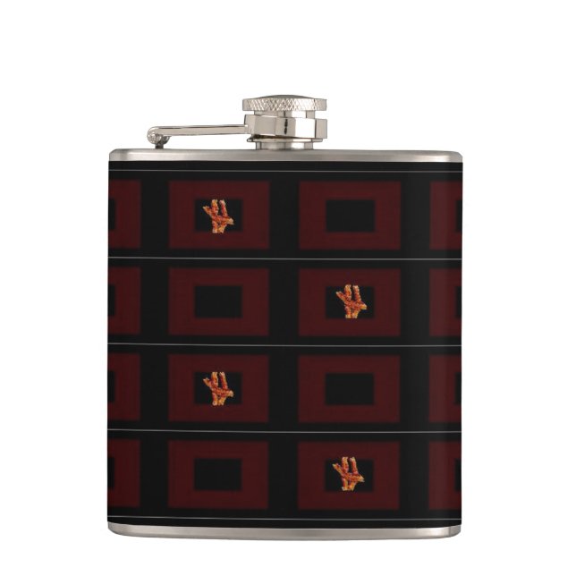 Bacon Black & Burgandy Flask Design 1 Flachmann (Vorderseite)