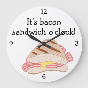 Bacon Butty O'Clock Spaß Food Grafik Große Wanduhr