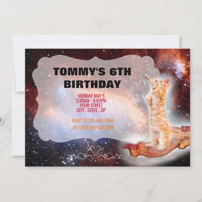 Bacon Cat Funny Einladung (Vorderseite)