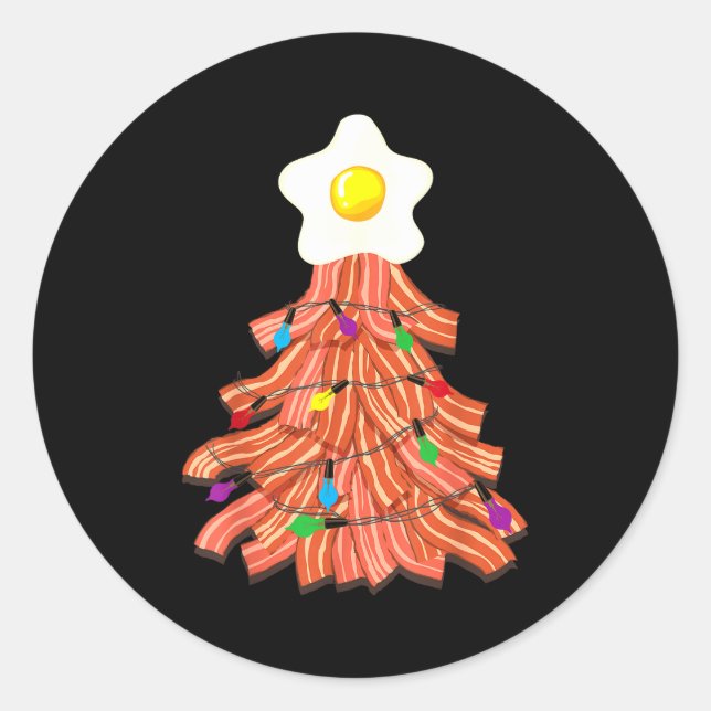 Bacon Christmas Tree Egg Top Shirt _ Funny Rk Love Runder Aufkleber (Vorderseite)