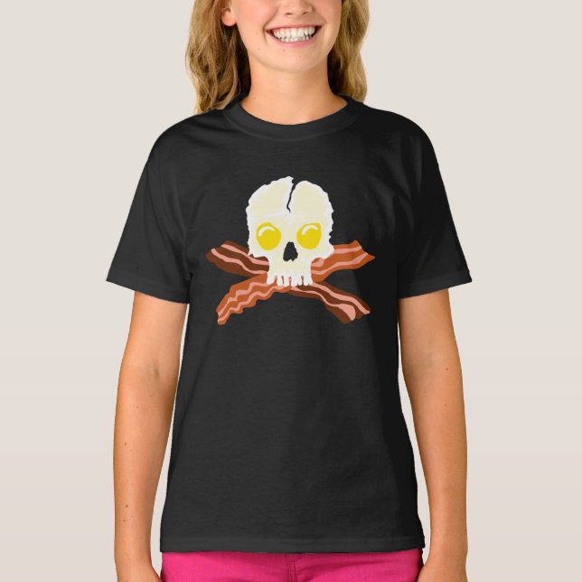 Bacon Crossbones Eggs Skull T-Shirt (Vorderseite)