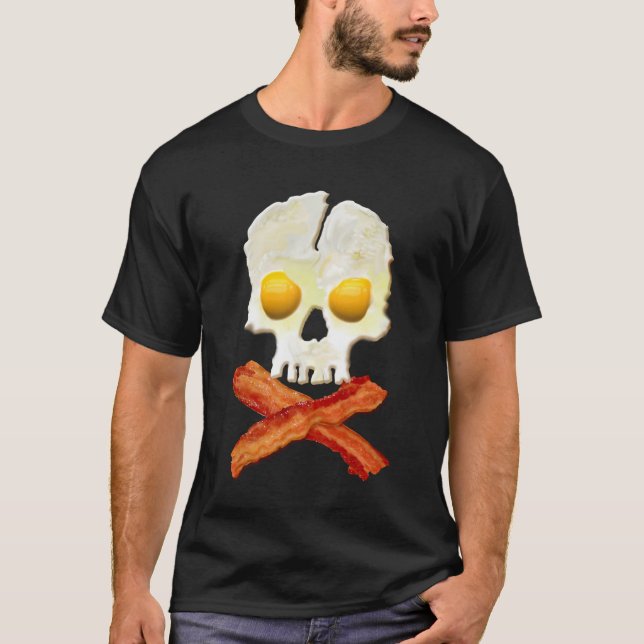 Bacon Crossbones Eier Schädelgröße T-Shirt (Vorderseite)