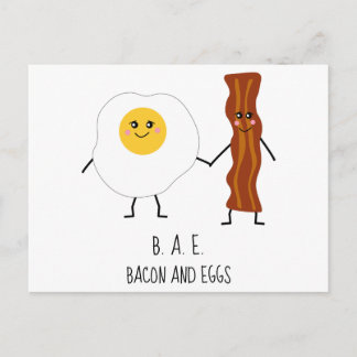 Bacon & Eggs BAE Niedlich Kawaii Valentines Postkarte