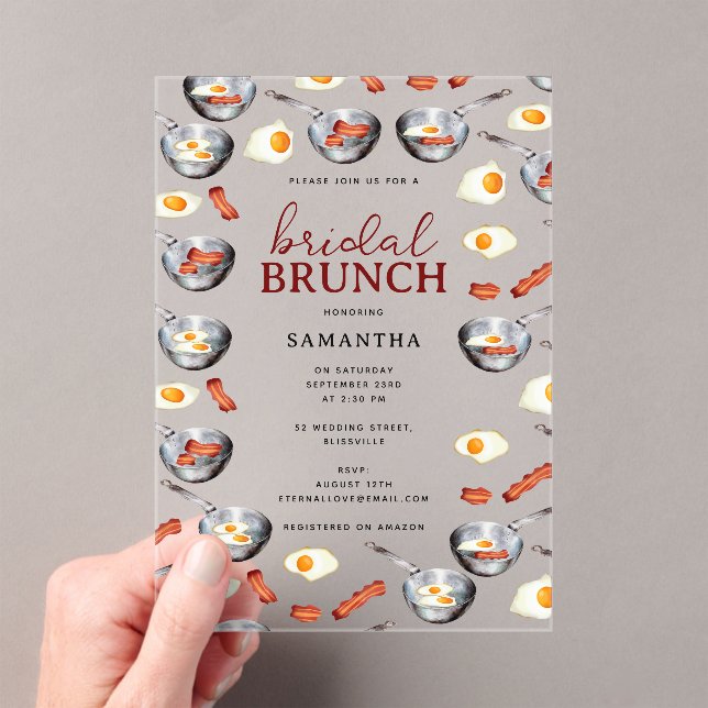 Bacon & Eggs Frühstück Brunch Brautparty Acryleinladungen (Insitu (Handheld))