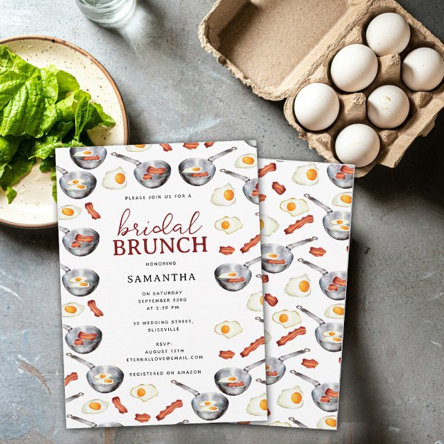 Bacon & Eggs Frühstück Brunch Brautparty Einladung (Bacon & Eggs Breakfast Brunch Bridal Shower Invitation)