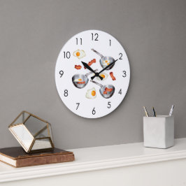 Bacon & Eggs Frühstück Küche Große Wanduhr