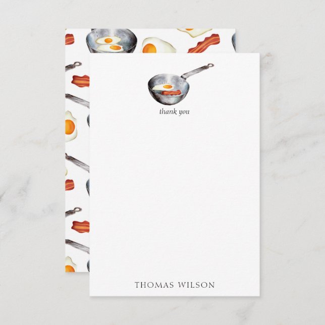 Bacon & Eggs Frühstücksbuffet Individuelle Name Dankeskarte (Vorne/Hinten)