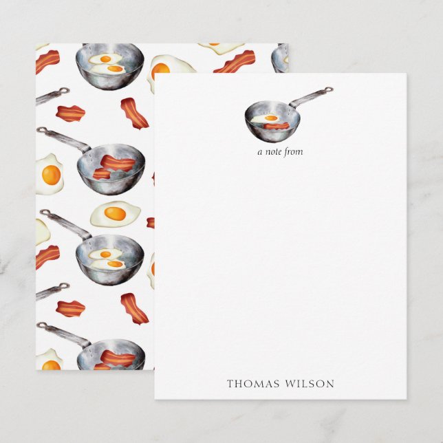 Bacon & Eggs Frühstücksbuffet Individuelle Name Mitteilungskarte (Vorne/Hinten)