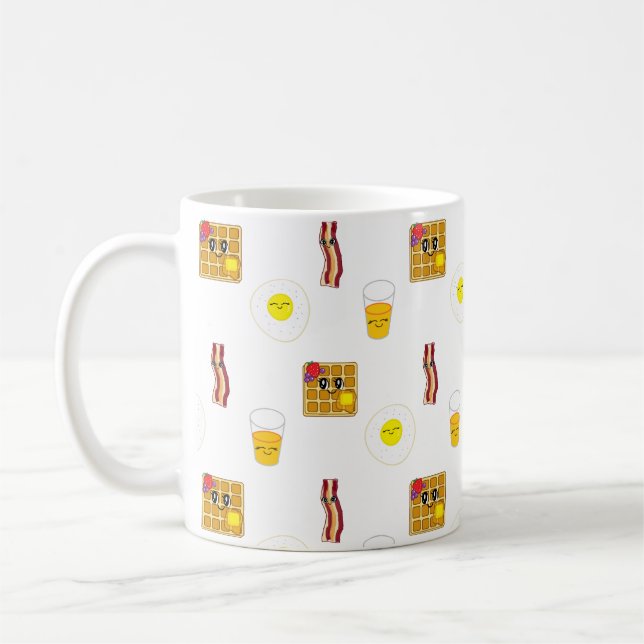Bacon, Eier, Waffeln und Orangensaft Kaffeetasse (Links)