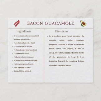 Bacon-Guacamole-Thanksgiving-Rezeptkarte Postkarte