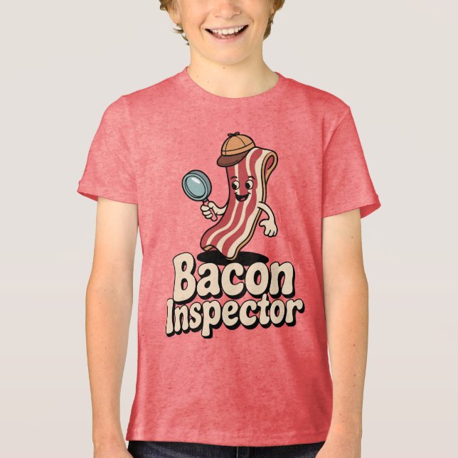 Bacon-Inspektor Lustiges Essen Tri-Blend Shirt (Vorderseite)