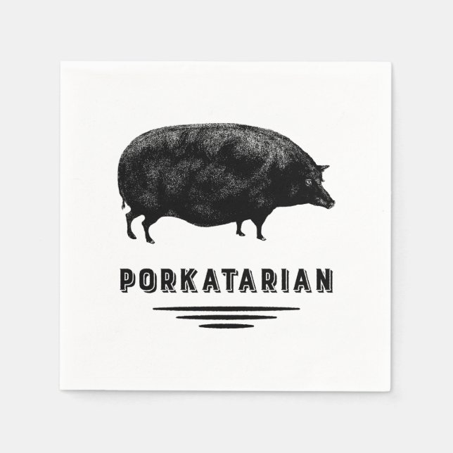 Bacon Lover - Porkatarian - Antique Pig Serviette (Vorderseite)