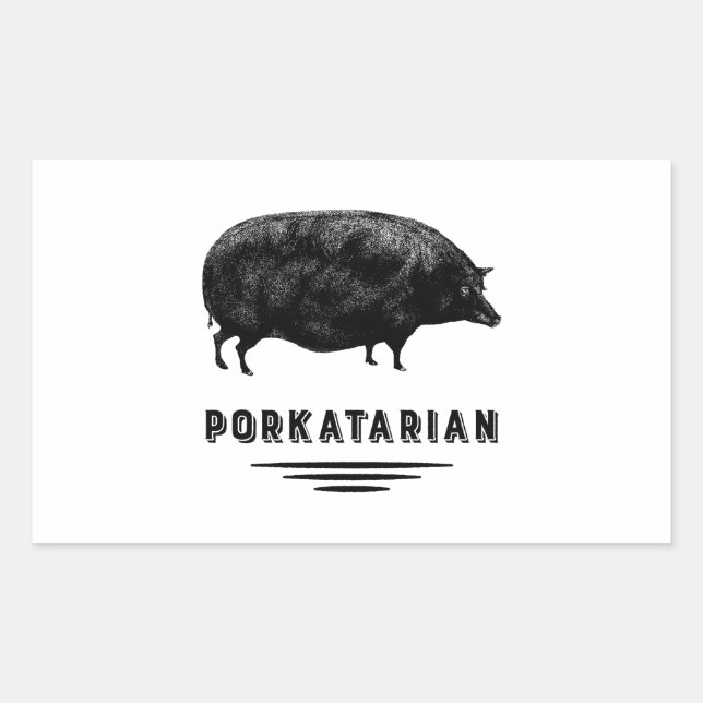 Bacon Lover - Porkatarian - Vintages Schwein Rechteckiger Aufkleber (Vorderseite)