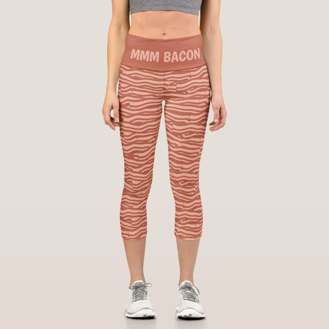 Bacon Muster Custom Capri Leggings (Vorderseite)