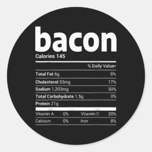 bacon Nutrition Facts Family Matching Christmas Co Runder Aufkleber