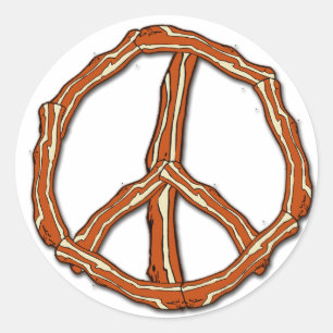 Bacon Peace Sign T - Shirt, Hoodies, Geschenke Runder Aufkleber