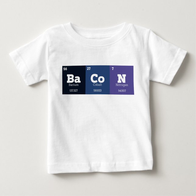 Bacon Periodic Table Chemistry Chemical Elements Baby T-shirt (Vorderseite)