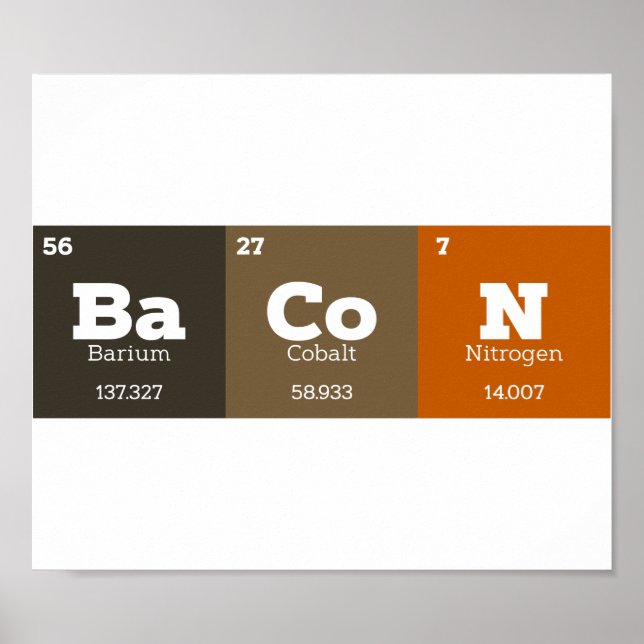 Bacon Periodic Table Chemistry Lehrer oder Student Poster (Vorne)