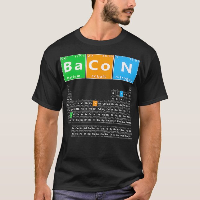 Bacon Periodic Table Funny Bacon Chemistry Meme T-Shirt (Vorderseite)