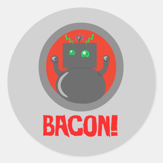 Bacon Robot Runder Aufkleber (Vorderseite)