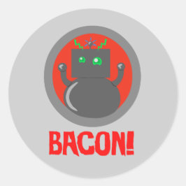 Bacon Robot Runder Aufkleber