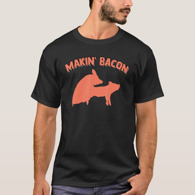 Bacon Schweinefleisch Schweinekitze Joke Memes Erw T-Shirt (Vorderseite)
